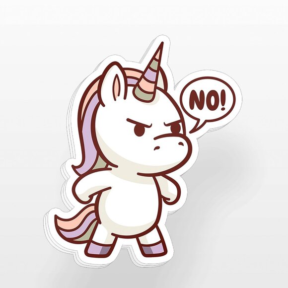 3pc - "NO!" Grumpy Unicorn Sticker Pack – Water Bottle, Tumbler, Laptop - Picture 2 of 8